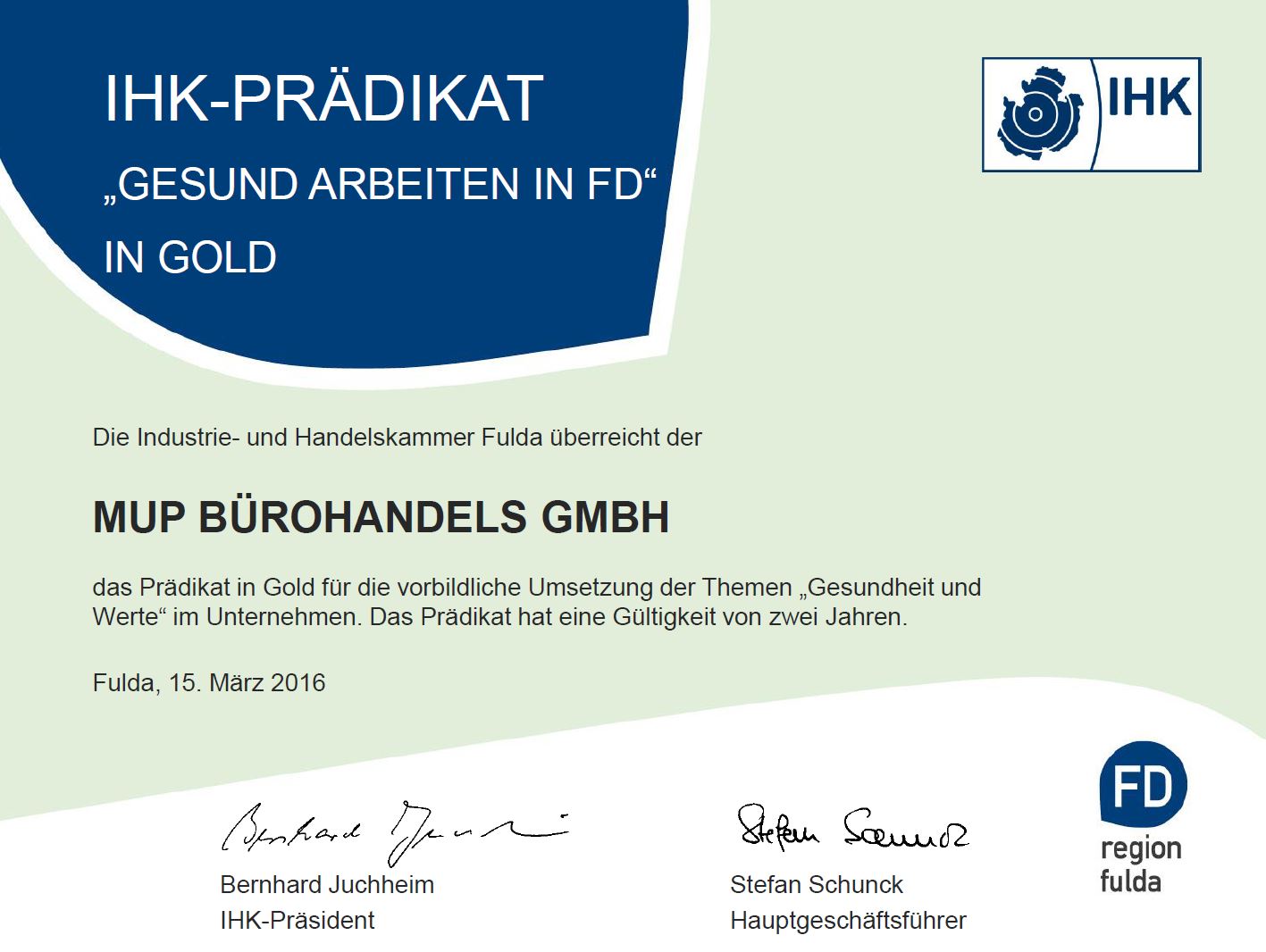 Prädikat MUP 2016